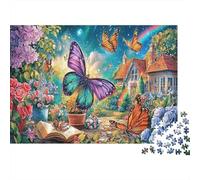 Butterfly 1000 Pieces Jigsaw Puzzles for Puzzle Lovers 1000 Piece Thick Cardboard Purple Butterfly Art Home Decoration Wall Display Brain Game 70x50cm/1000pcs