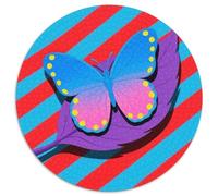 Butterfly 1000 Pieces Jigsaws Insect Circular Jigsaw for Adults And Kids Modern Unique Challenge Games Scene Creative 1000pcs (67.5x67.5cm)