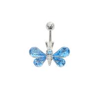 Butterfly 316L Surgical Steel Crystal Belly/Naval Bar | 10mm Curved Bars (Blue Butterfly)