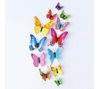 Butterfly 3D Wall Stickers with Built in Magnets and Pads for Home Decoration Use on Walls, Doors, and Any Magnetic Metal Set of 12 Pieces