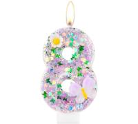 Butterfly 8th Birthday Candles,Sparkler 8th Birthday Candles, Purple Number 8 Candle for Cake, Purple Sequin Candle Cake Topper for Girls Boys Butterfly Themed Birthday Party Decorations Supplies