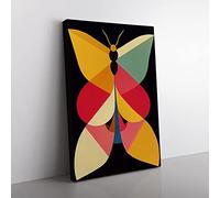 Butterfly Abstract Canvas Wall Art Print Ready to Hang, Framed Picture for Living Room Bedroom Home Office Décor, 60x40 cm (24x16 Inch)