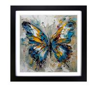 Butterfly Abstract Expressionism No.1 Framed Wall Art Print, Ready to Hang Picture for Living Room Bedroom Home Office, Black 18 x 18 Inch (45 x 45 cm)
