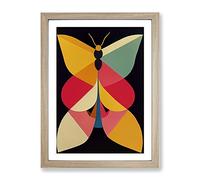 Butterfly Abstract Framed Print for Living Room Bedroom Home Office Décor, Wall Art Picture Ready to Hang, Oak A4 Frame (34 x 25 cm)