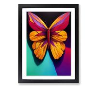 Butterfly Acrylic Paint Framed Print | A2 Black Framed Wall Art | Ready to Hang | Modern Animal Picture | Living Room Bedroom Lounge Office