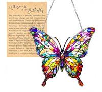 Butterfly Acrylic Sun Catchers for Windows - Butterfly Stained Glass Suncatcher Hanging Ornaments with Uplifting Story Card,Sun Catcher for Home Garden Office Decor,Motivational Christmas Nice Gifts