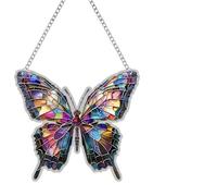 Butterfly Acrylic Suncatcher Ornament with Greeting Card, Stained Sun Catchers Hanging Ornament for Windows, Butterfly Hanging Decoration for Garden, Home, Indoor, Outdoor Decor