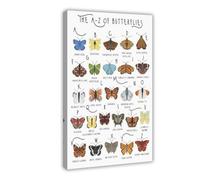 Butterfly Alphabet Learning Poster Canvas Poster Wall Art Decor Print Picture Paintings for Living Room Bedroom Decoration 08x12inch(20x30cm)