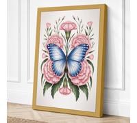 Butterfly Among Carnations Canvas Wall Art Print 18x12 Inch