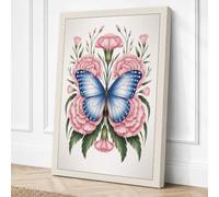 Butterfly Among Carnations Canvas Wall Art Print 18x12 Inch