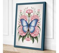 Butterfly Among Carnations Canvas Wall Art Print 18x12 Inch
