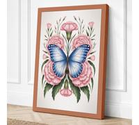 Butterfly Among Carnations Canvas Wall Art Print 18x12 Inch (46 x 30 cm)