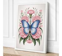 Butterfly Among Carnations Canvas Wall Art Print 24x16 Inch (61 x 41 cm)