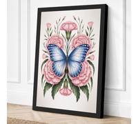 Butterfly Among Carnations Canvas Wall Art Print 30x20 Inch