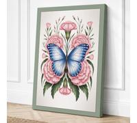 Butterfly Among Carnations Canvas Wall Art Print 30x20 Inch (76 x 51 cm)