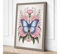 Butterfly Among Carnations Canvas Wall Art Print 36x24 Inch