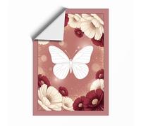 Butterfly Among Flowers Botanical Unframed Wall Art Print A2 (59.4×42cm), Wall Decor for Living Room, Bedroom, Office & Home, Art Gift
