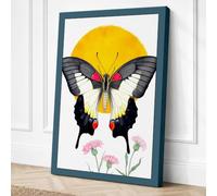 Butterfly and Carnations Canvas Wall Art Print 18x12 Inch (46 x 30 cm)