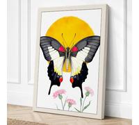 Butterfly and Carnations Canvas Wall Art Print 24x16 Inch (61 x 41 cm)