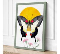 Butterfly and Carnations Canvas Wall Art Print 30x20 Inch (76 x 51 cm)