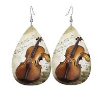 Butterfly and cello Earrings for Women Teardrop Leather Earring Double Sided Drop Dangle Earrings Lightweight Women's Ear Accessories Jewelry Fashion Birthday Gift