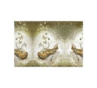 Butterfly And Cello Heat Resistant Placemats For Dining Table Set Of 6 Waterproof Wipeable Washabletable Mats