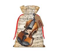 (Butterfly and cello) Large Reusable Burlap Pouches Rustic Wedding Favor Xmas Bags Drawstring Gift Sacks Bulk Party. S Size