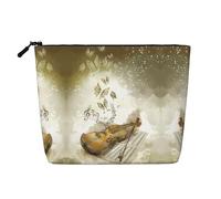 Butterfly and Cello Patterned Women's Cosmetic Bag, Single Layer Toiletry Bag, Suitable for Daily Storage, Travel, and Business Trips.
