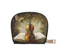 Butterfly and Cello Print Coin Purse PU Leather Portable Coin Purse with 12 Card Slots Mini Change Wallet for Women and Thoughtful Gifting