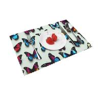 Butterfly and cello Print Dining Table Placemats Heat Resistant Washable Placemats for Holiday Banquets