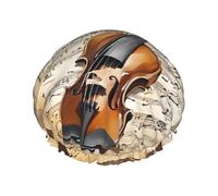 (Butterfly and cello) Print Double Layer Waterproof Shower Cap for Long Hair - Reusable Bath Hair Protection with Elastic Band for Women Travel.