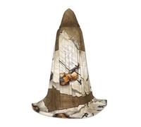 (Butterfly and cello) Print Hooded Cape For Teenagers Costume Party, Halloween Hooded Cape Soft and Elastic,S
