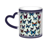 Butterfly and Cello Print Mystical Color Changing Mug, Black to White Thermal Mug for Coffee Tea Home Office