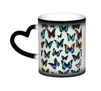 Butterfly and Cello Print Mystical Color Changing Mug, Black to White Thermal Mug for Coffee Tea Home Office
