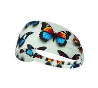 Butterfly and Cello Print Printed Hairband Sport Hairband, Stretchy Wide Hairband, Unisex Casual Hairband