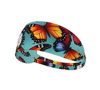 Butterfly and Cello Print Printed Hairband Sport Hairband, Stretchy Wide Hairband, Unisex Casual Hairband