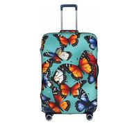 Butterfly And Cello Print Travel Elastic Suitcase Luggage Baggage Cover Protector, Washable And Anti-Scratch, White, L