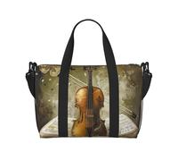 Butterfly and Cello Printed Travel Bag Duffle Bag for Men Women, Large Water Resistant Gym Bag Weekend Holdall Bag with Shoulder Strap