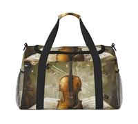 Butterfly and Cello Printed Travel Duffle Bag for Men Women Large Sport Gym Bag Handbag with Shoulder Strap for Travel Weekend Fishing Hunting