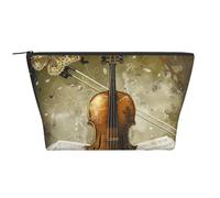 Butterfly and Cello Prints Trapezoid Makeup Bag Travel Cosmetic Organizer with Foam Padding for Gym, Office, and Weekend Trips