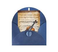 Butterfly and cello Seasonal Greeting Card with Blue Envelope for Any Occasion Thanksgiving Christmas Birthday Wedding Anniversary Engagement Note Cards