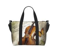 Butterfly and Cello Water-Resistant Crossbody Travel Bag, Large Carry-On with Adjustable Strap, Multi-Compartment Weekender for Gym, Travel, Outdoor