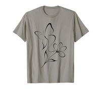 Butterfly and Flower Line Art Minimalist Boho T-Shirt