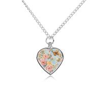 Butterfly And Flowers Pet Ashes Necklace Memorial Jewelry Dog Cat Keepsake Funeral Urn Pendant for Men Women