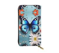 Butterfly and flowers Print Leather Long Clutch Wallet â€“ Fashionable Personalized Wallet, Multiple Card Slots, Gift Ready, Black, One Size