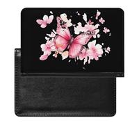 Butterfly and Flowers Watercolor Printed Passport Holder Cover PU Leather Travel Waterproof Slim Passport Wallet for Airport