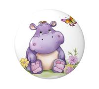 Butterfly And Hippo Button Pins 5 Pcs, 2.4 Inch Round Button Badges Metal Personalized Picture Photo Pin Buttons Kit For Craft Supplies Christmas Diy Party Projects
