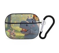 Butterfly and Hippo Case Cover with Keychain Shockproof Hard Shell Protective Case for 2nd/1st Generation Case for Women Men Bluetooth Earbuds Case