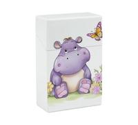 Butterfly and Hippo Cigarette Case - Waterproof & Crush Proof Cigarette Holder Case for 20 King Size Cigarettes, Portable Pocket Size Travel Box for Men & Women