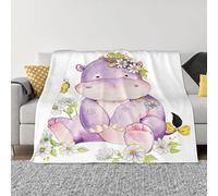 Butterfly And Hippo Fleece Throw Blanket For Couch - Thick Fuzzy Warm Soft Blankets And Throws For Sofa, Bedroom Blanket